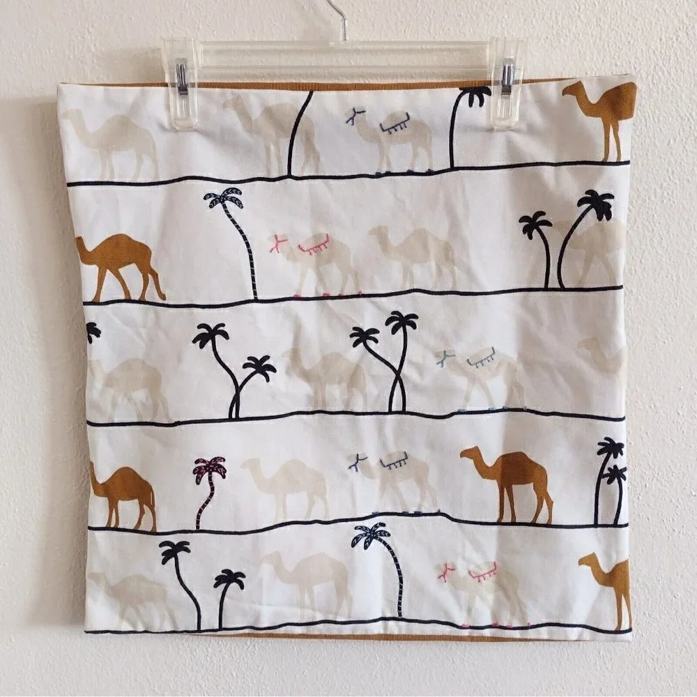 IKEA Tilltalande 20 X 20 Embroidered Camel Palm Tree Decor Pillow Cover Square
